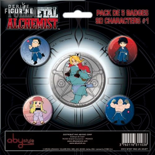 Badges Fullmetal Alchemist - Héros Version Chibi 3 Badges Fullmetal Alchemist - Héros Version Chibi