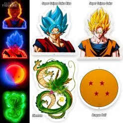 Dragon Ball - Lampe Murale LED Super Saiyen Goku, Blue, Dragon Ball Ou Shenron