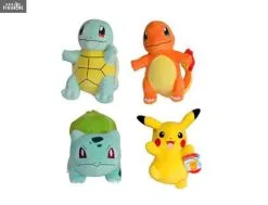 Pack 4 Peluches Pokémon - Pikachu, Salamèche, Carapuce Et Bulbizarre